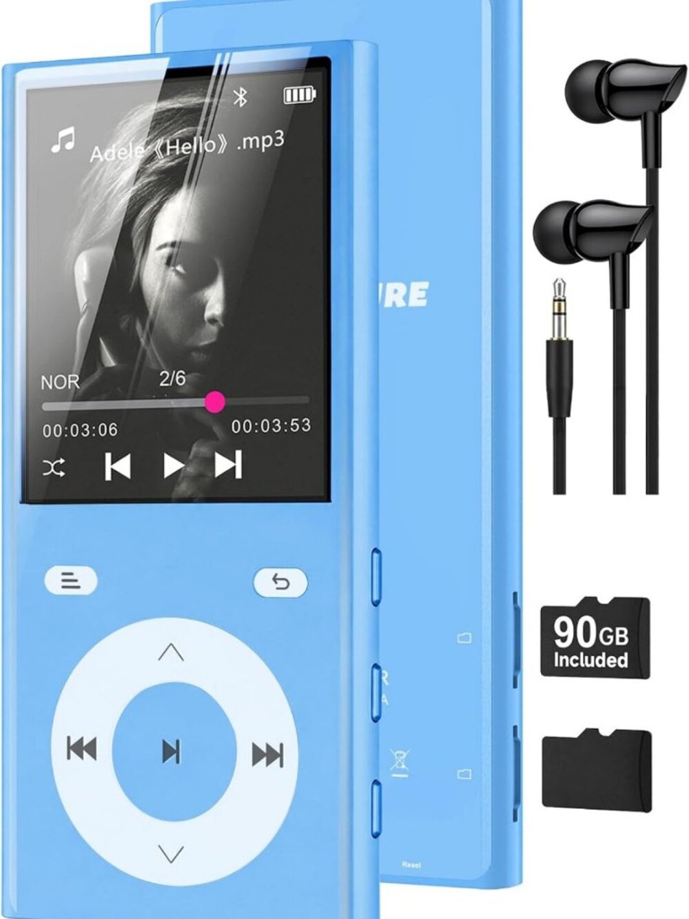 90GB Bluetooth MP3 Player, Dual TF Card Slots, High-Quality Music Playback